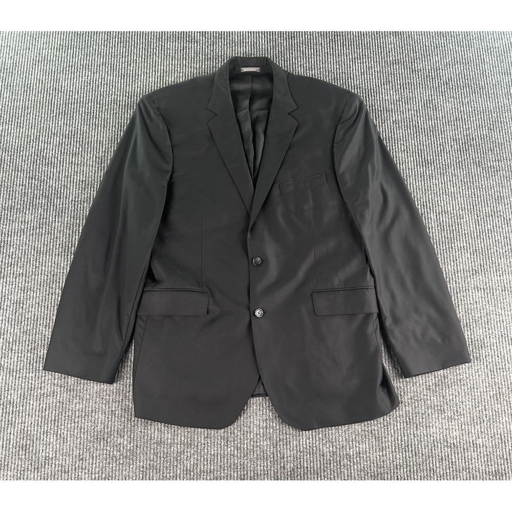 Ermenegildo Zegna Suit Jacket 44 L Black Wool Designer Saks Fifth Avenue Trofeo